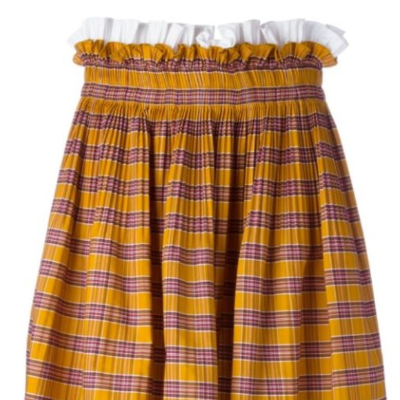Nº21 Ruffled Waist Pleated Paperbag Check Skirt - Picture 4 of 5